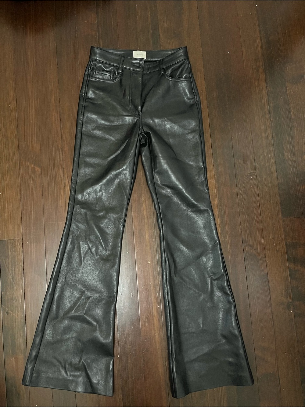 Aritzia Leather Flared Pants - Black